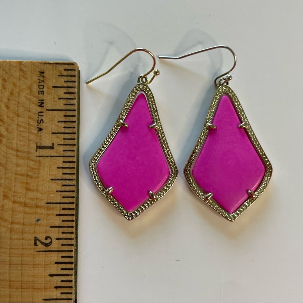 Kendra Scott  Bright Pink Alex Drop Earrings Gold Frame - Picture 3 of 5